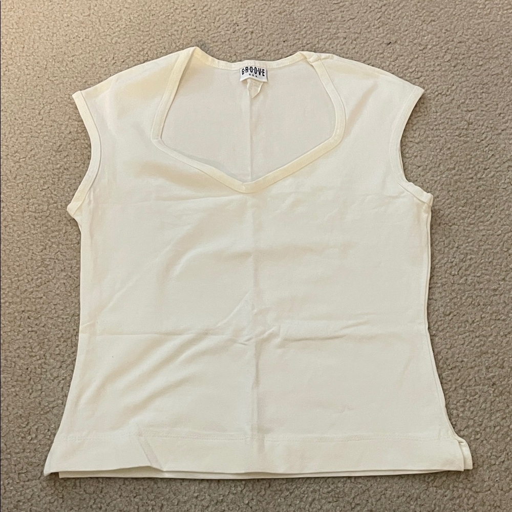 Vintage Groove USA Sleeveless Top With Geometric Neckline, Size L